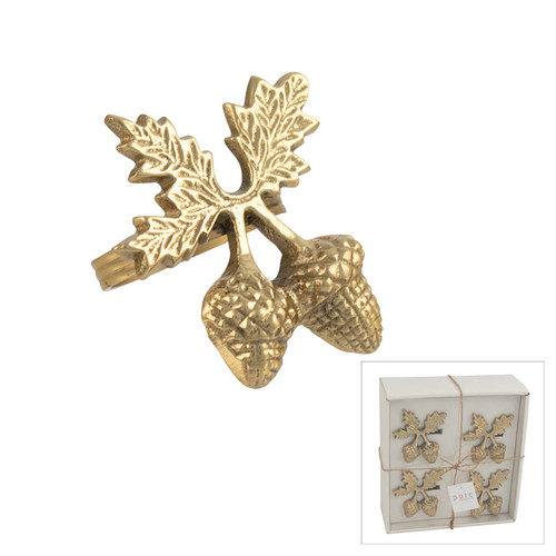 Julian Acorn Napkin Ring Gold - Set of 4