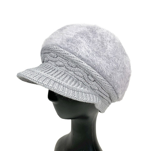 Faux Rabbit Fur Cap - Grey
