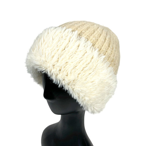 Fur Trim Beanie - Cream