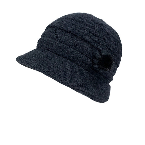 Faux Rabbit Fur Hat - Black