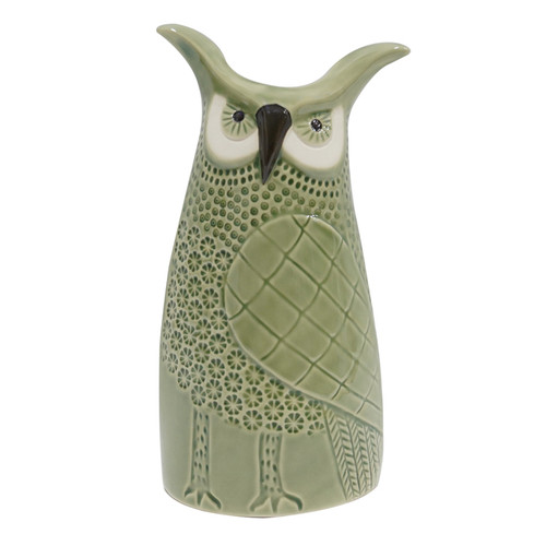 Celedon Owl Tall Vase - Trixie Stone