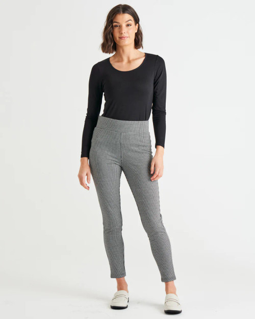 Houndstooth Ponte Legging - Black