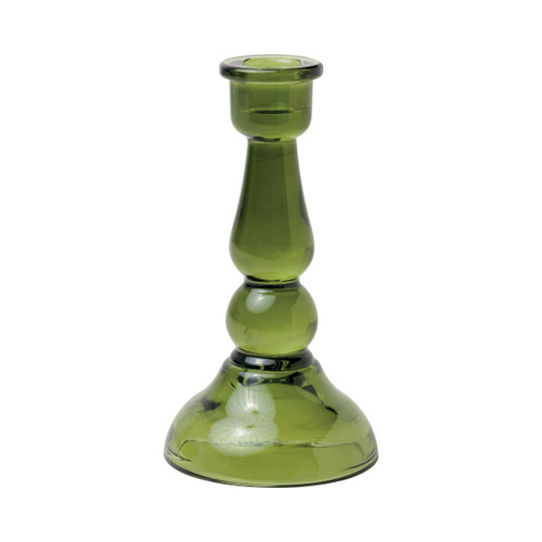 Tall Green Glass Taper Holder