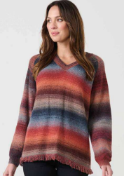 Ombre Knit Fringe Top-Terracotta