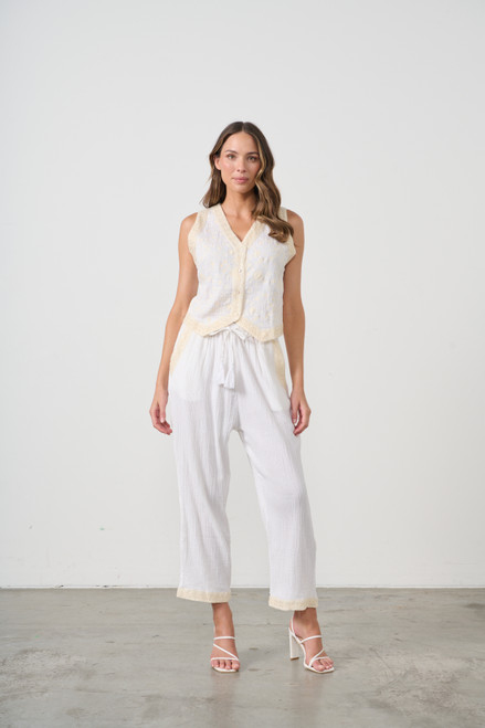 Embroidery & Sequin Vest - White