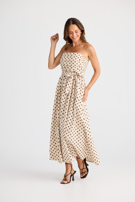 Avalon Dress - Choc Polka Dot