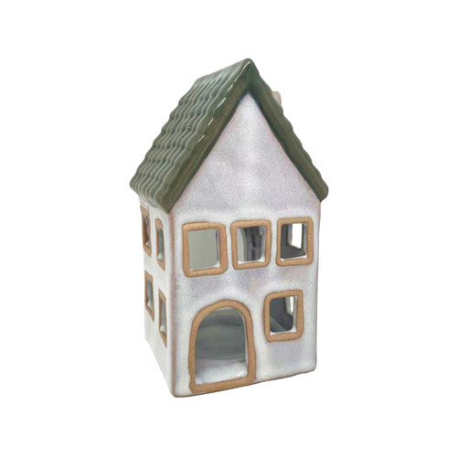 Ceramic Tealight House Small - Grey Green