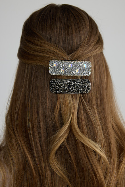 Lexi Hair Clip S/2 - Black & Silver