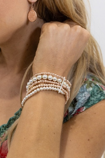 Beaded Bracelet Gold & Silver 5 Strand