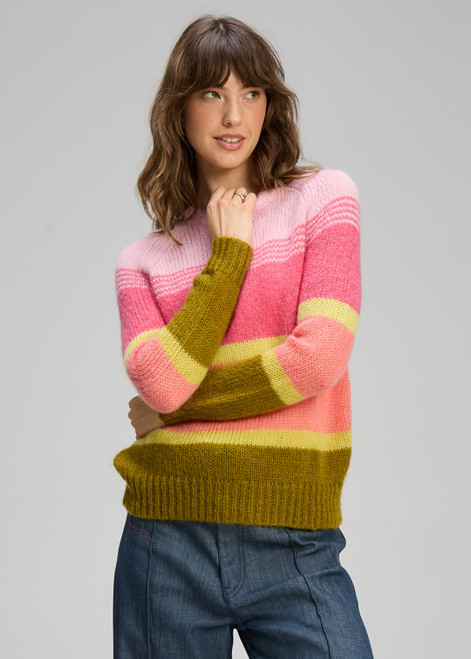 Kid Mohair Lines Crew - Neon Sorbet