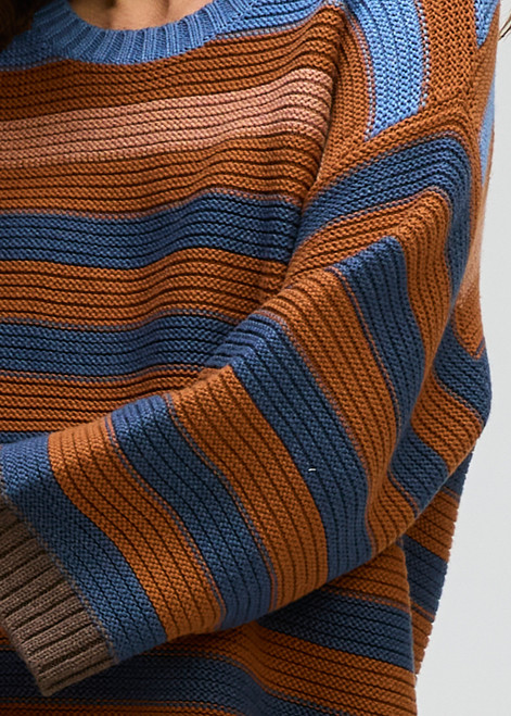Chunky Stripe Crew Jumper - Nutmeg