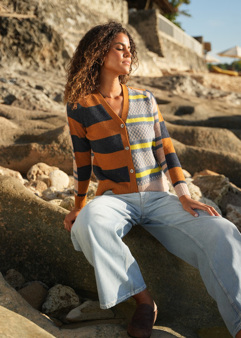 Groove Stripe Cardigan - Toffee