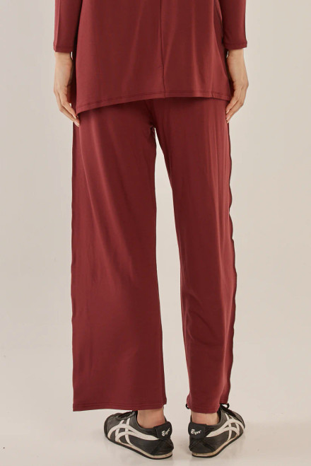 Evelyn Wide Leg Jogger - Burgandy