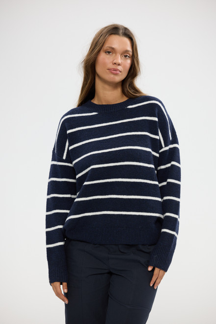 Overboard Knit - Navy Multi Stripe