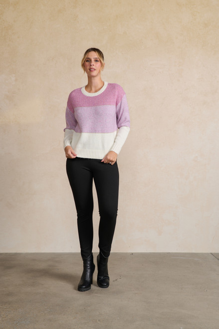 Block Stripes w/ Sparkle Lines Jumper - Orchid