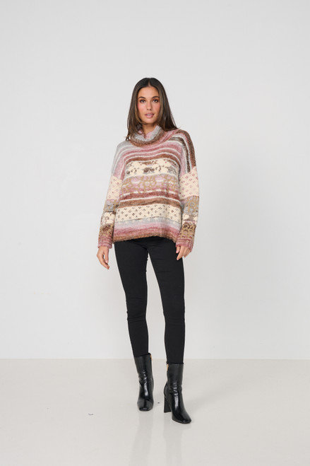 Aspen Knit Roll Neck Jumper - Clay
