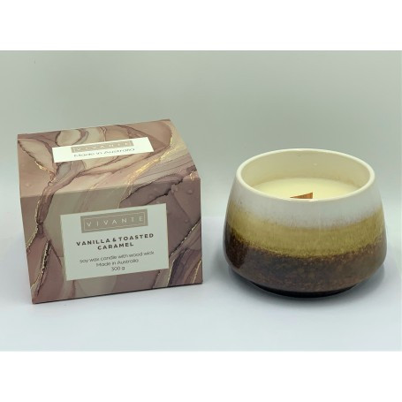 Ceramic Soy Wax Candle 300g - Vanilla & Toasted Caramel