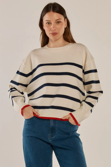 Leonie Knit - Navy/Off-White Stripe