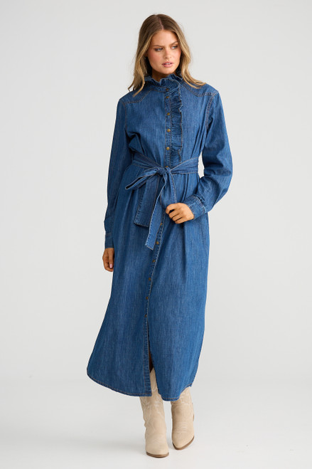 Pedro Maxi Dress - Mid Denim