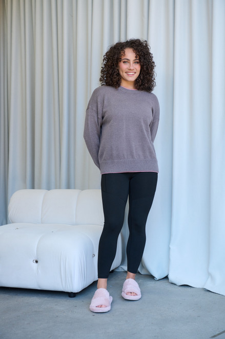 Colour Pop Neck & Hem Jumper - Shadow