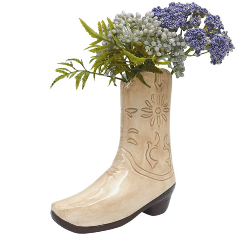 Cowgirl Boot Vase - Tan 19cm