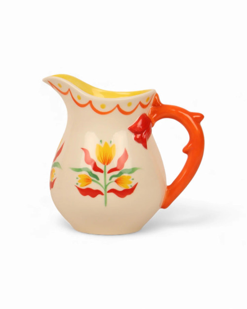 Retro Folk Stoneware - Hand Painted Milk Jug