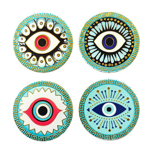 Corfu Aqua Eye Round Coaster - Set of 4