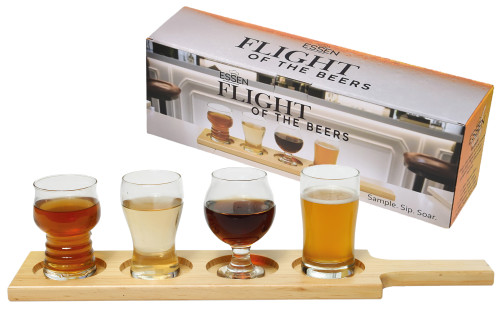 Beer Flight w/ 4 Glasses - 40 x 10 cm