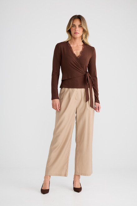 Brigitte Wrap Top - Espresso