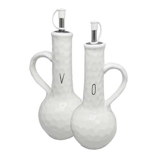 Spade Ceramic Oil & Vinegar Set - White