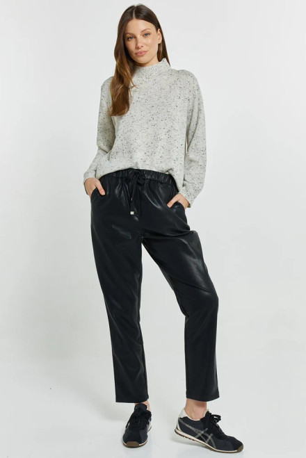Poppy PU Jogger - Black
