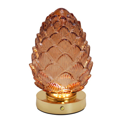Boho LED Glass Lamp - Amber Cone Large
