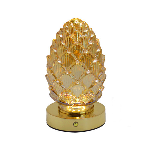 Boho LED Glass Lamp - Amber Cone Small