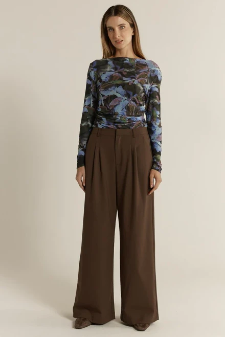 Roan Pleat Front Pant - Chocolate Brown