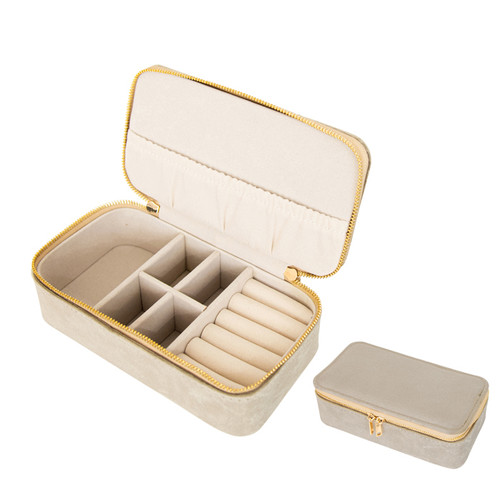 Nolita Velvet Jewel Box with zip - Champagne