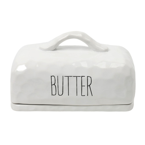 Spade White Ceramic Butter Dish