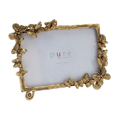 Pewter Frame with Butterflies - Emery Gold