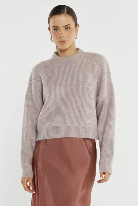 Inness Pointelle Jumper - Pink Marle