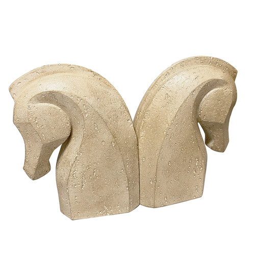 Collier Horse Book Ends Resin Travertine
