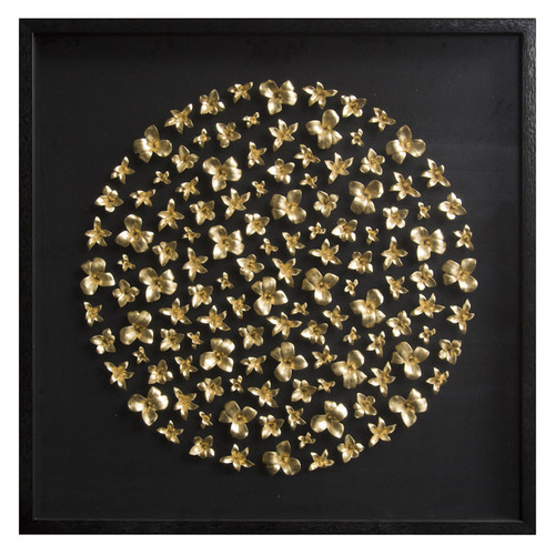 Make a statement with the Landau Black Gold Flower Wall Art. Featuring handcrafted gold metal flowers, a glass front and black metal frame, this luxurious 90cm x 90cm artwork adds elegance and dimension to modern and contemporary interiors.