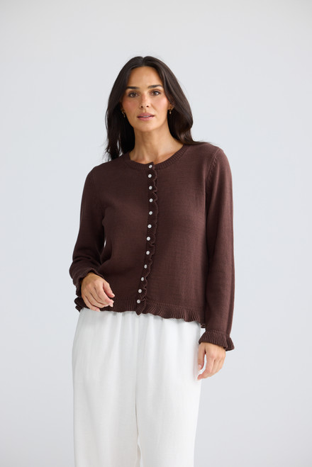 Lorrie Frill Cardi - Chocolate