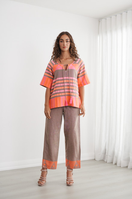 Handloom Blouse w/Raglan Sleeve - Neon