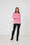 Scoop Hem Contrast Ribbing Jumper - Pink