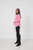 Scoop Hem Contrast Ribbing Jumper - Pink