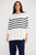 Carson Poncho - White Navy Stripe