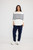 Carson Poncho - White Navy Stripe