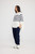 Carson Poncho - White Navy Stripe