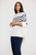 Carson Poncho - White Navy Stripe