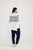 Carson Poncho - White Navy Stripe