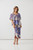 Gathered Round Neck Blouse - Lilac Palms